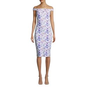 Chiara Boni petit robe Iris floral off the shoulder bodycon Kalaf dress 40/8